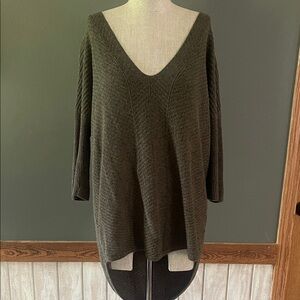 Express Deep V-Neck Sweater in Olive
